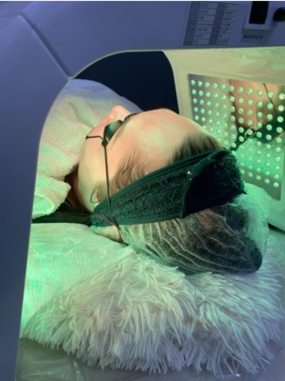 LED light therapy session in progress